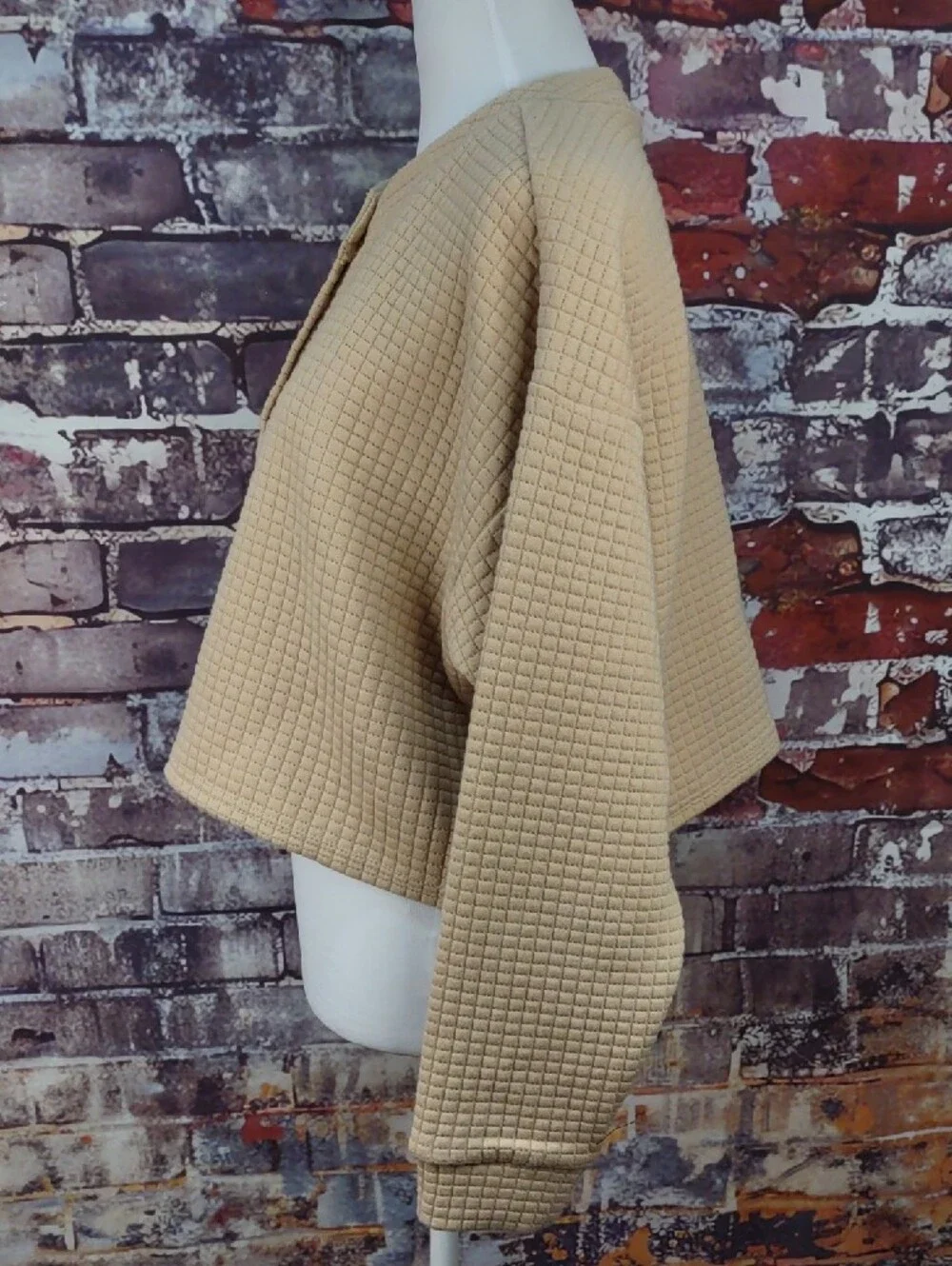 Cropped Waffle Henley Cropped Top